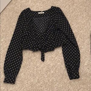Long sleeved tied crop top